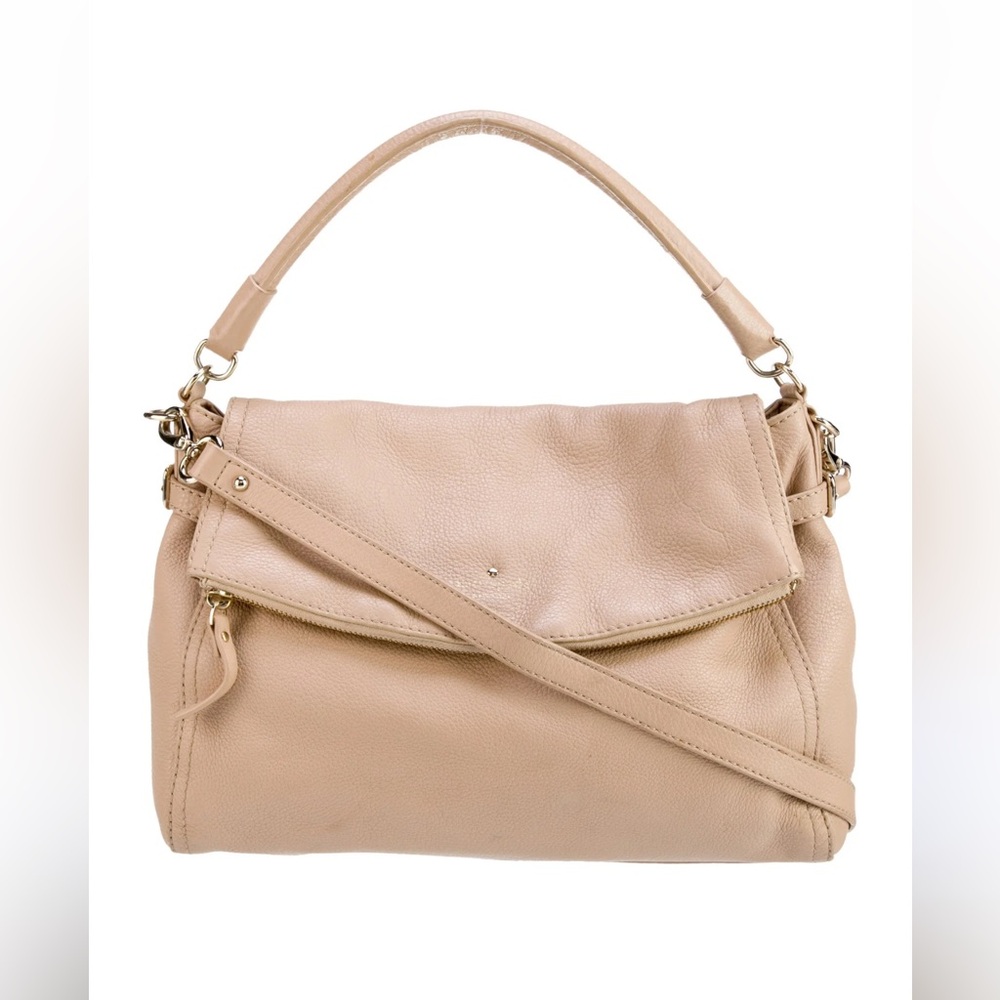 Kate Spade Soft Pebble Leather Medium Nude Convertible Satchel Crossbody bag